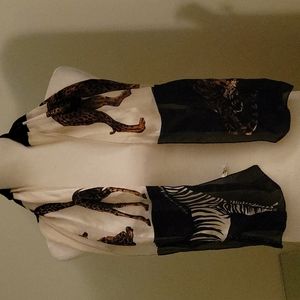 Vintage 100% silk animal print scarf